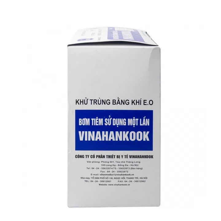 Bơm tiêm dùng một lần Vinahankook 5ml/cc, cỡ kim 23G x 1' (Hộp 100 cái