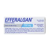 Efferalgan 150mg - Bột sủi bọt để pha hỗn dịch uống chỉ định để giảm đau, hạ sốt (Hộp 12 gói)