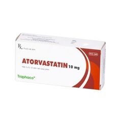Atorvastatin 10 mg - Giảm nồng độ lipid và giảm nguy cơ mắc bệnh tim mạch bao gồm nhồi máu cơ tim và đột quỵ (Hộp 3 vỉ x 10 viên)