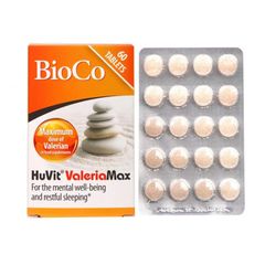 Bioco Huvit Valeria Max - Giúp ngủ ngon, an thần, giải lo âu (Hộp 3 vỉ x 20 viên)