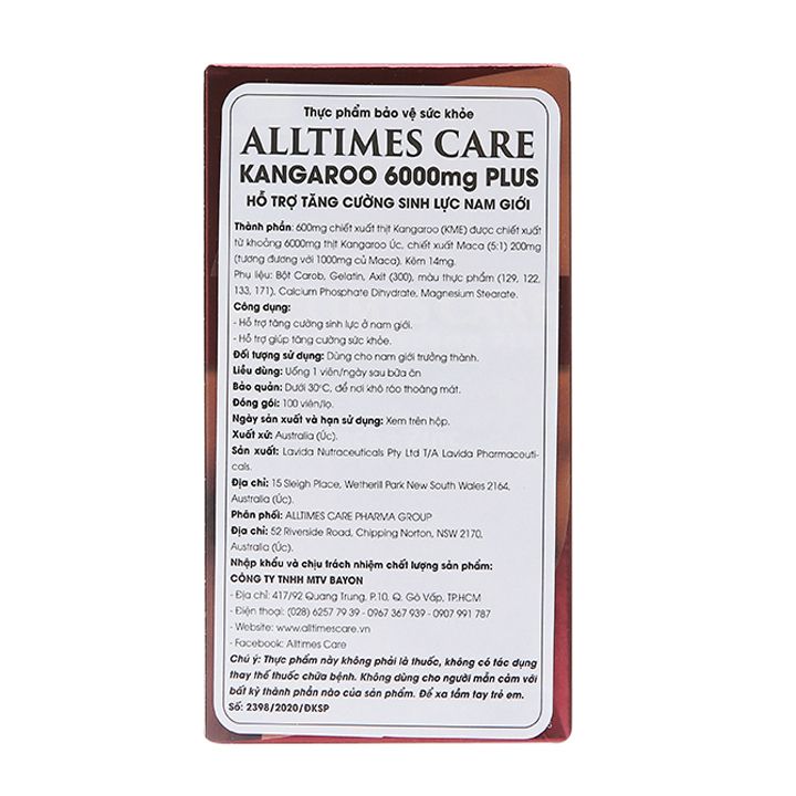 Alltimes Care Kangaroo 6000mg Plus Hỗ trợ tăng cường sinh lý nam (Lọ Nhà Thuốc Helios