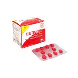 Cetirizin 10mg - Điều trị triệu chứng viêm mũi dị ứng dai dẳng, viêm mũi dị ứng theo mùa, mày đay mạn tính vô căn (Hộp 10 vỉ x 10 viên)