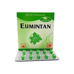 Eumintan - Điều trị các chứng ho, cảm cúm, đau họng hoặc sát trùng trên đường hô hấp (Hộp 10 vỉ x 10 viên)