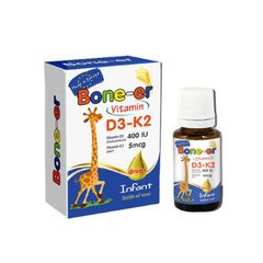 Thực phẩm bảo vệ sức khỏe Bone-er Vitamin D3 - K2 - Bổ sung vitamin D3 cho cơ thể, giúp xương răng chắc khỏe (Hộp 1 lọ 10 ml)