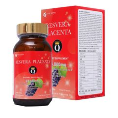 Resvera Placenta Q - Hỗ trợ làm đẹp da, cải thiện nám và nếp nhăn (Hộp 1 chai 120 viên)
