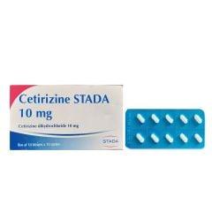 Cetirizine Stada 10mg - Giảm triệu chứng viêm mũi dị ứng, mày đay mạn tính (Hộp 10 vỉ x 10 viên)