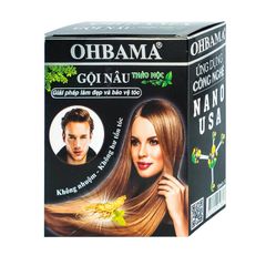 Dầu gội đen nâu tóc thảo mộc OHBAMA - Giúp bạn có một mái tóc nâu chắc khỏe (Hộp 10 gói x 20ml)