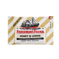 Kẹo cay con tàu Fisherman's Friend (không đường) vị menthol hương chanh mật ong (Gói 25g)