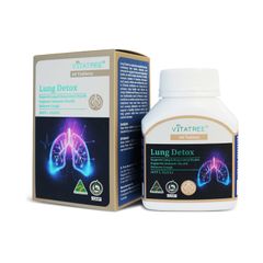 Thực phẩm bảo vệ sức khỏe Vitatree Lung Detox - Hỗ trợ giảm ho, hỗ trợ tăng cường sức đề kháng cho cơ thể (Hộp 1 lọ 60 viên)