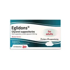 Eglidons Suppositories - Viên đặt trực tràng hỗ trợ điều trị táo bón cho người lớn (Hộp 2 vỉ x 6 viên đặt trực tràng)