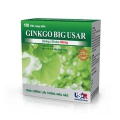 GINKGO BIG USAR - Tăng cường lưu thông máu não (Hộp 10 vỉ x 10 viên nang mềm)