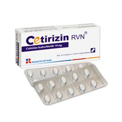 Cetirizin RVN 10mg - Điều trị viêm mũi dị ứng và mày đay mãn tính (Hộp 3 vỉ x 10 viên)
