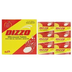DIZZO ORANGE EFFERVESCENT TAB - Hỗ trợ tiêu hóa, hỗ trợ làm giảm triệu chứng đầy hơi, ợ hơi, khó tiêu (Hộp 12 vỉ x 4 viên)