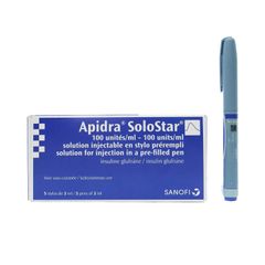 Apidra Solostar 100IU/ml - Bút tiêm điều trị đái tháo đường (Hộp 5 bút tiêm x 3ml)