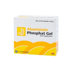 Aluminium phosphat gel 20% - Làm dịu các triệu chứng do tăng acid dạ dày, điều trị trào ngược dạ dày thực quản (Hộp 20 gói x 20g)