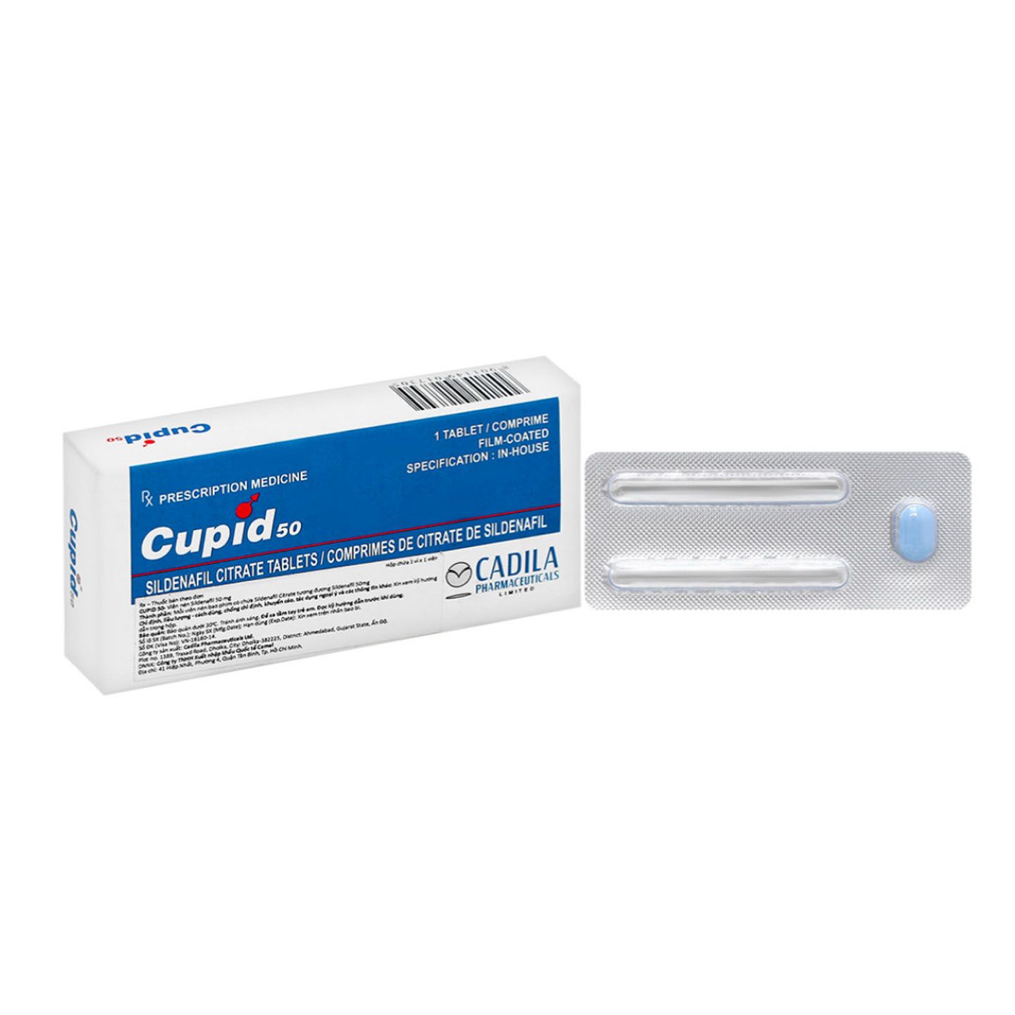 Cupid 50 Điều trị các tình trạng rối loạn cương dương (Hộp lớn chứa 1