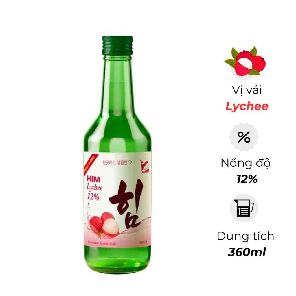  Rượu Soju Hàn Quốc Him vị Vải Lychee 360ml 