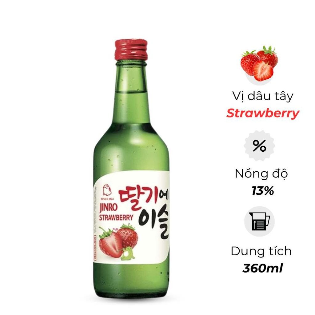  Rượu Soju Hàn Quốc Jinro vị Dâu Tây Strawberry 360ml 