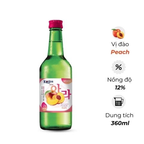 Rượu soju Hàn Quốc Korice vị Đào Peach 360ml