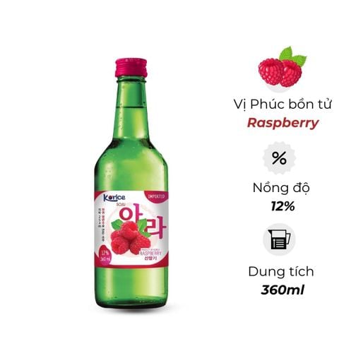 Rượu Soju Hàn Quốc Korice vị Phúc Bồn Tử Raspberry 360ml