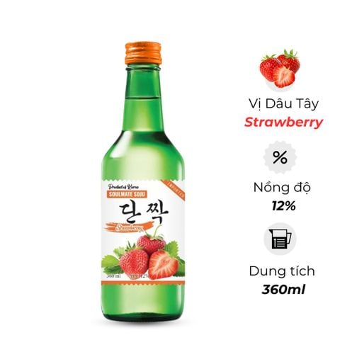 Rượu Soju Hàn Quốc Soulmate vị Dâu Tây Strawberry 360ml