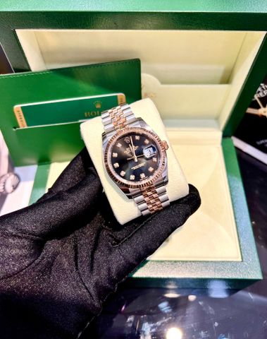  Rolex Datejust 116231 Demi Mặt Số Tia Đen 36mm - Cọc Số Kim Cương 