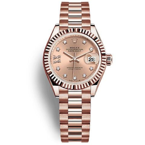  ROLEX LADY DATEJUST 279175 ROSE GOLD 28MM - CỌC SỐ KIM CƯƠNG NGÔI SAO 