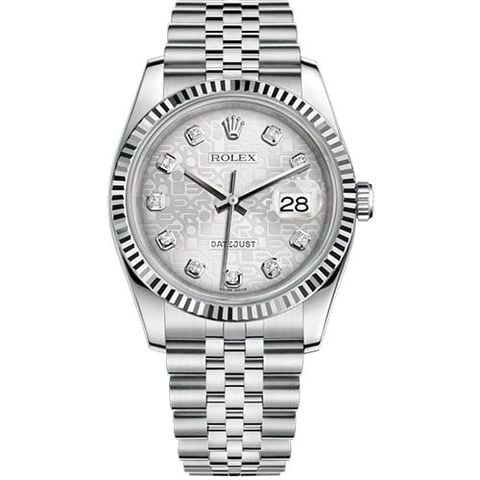  Rolex Datejust 116234 Vi Tính Trắng - Cọc Số Kim Cương 