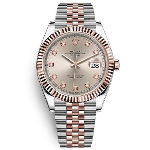  Đồng Hồ Rolex Datejust 41 126331 tia hồng Mặt Số Sundust - Cọc số Kim Cương 