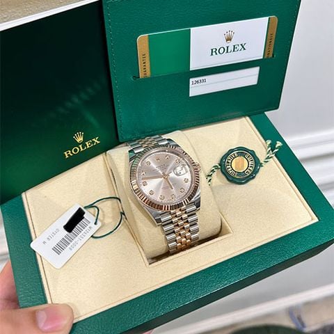  Đồng Hồ Rolex Datejust 41 126331 tia hồng Mặt Số Sundust - Cọc số Kim Cương 