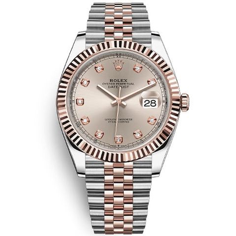 Đồng Hồ Rolex Datejust 41 126331 tia hồng Mặt Số Sundust - Cọc số Kim Cương 