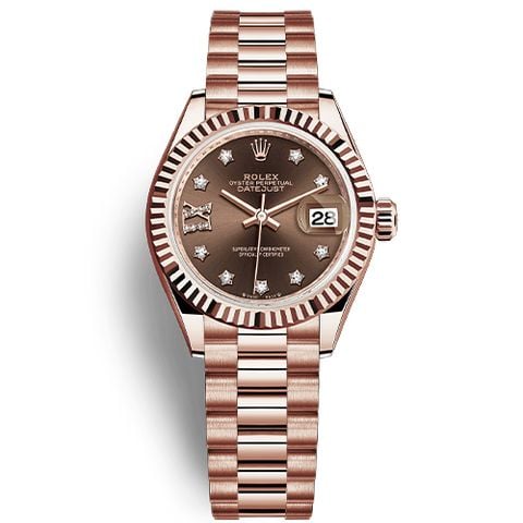  ROLEX LADY DATEJUST 279175 ROSE GOLD DIAL CHOCOLATE 28MM - CỌC SỐ KIM CƯƠNG NGÔI SAO 