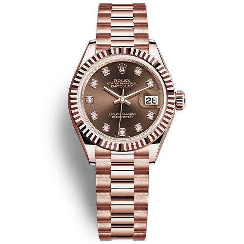  ROLEX LADY DATEJUST 279175 ROSE GOLD DIAL CHOCOLATE 28MM - CỌC SỐ KIM CƯƠNG 