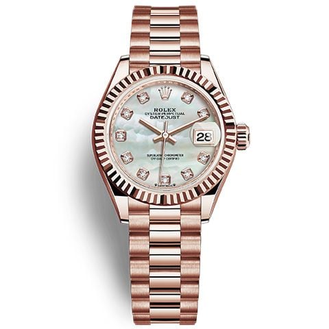  ROLEX LADY-DATEJUST 279175 ROSE GOLD MOP DIAL 28MM - CỌC SỐ KIM CƯƠNG 