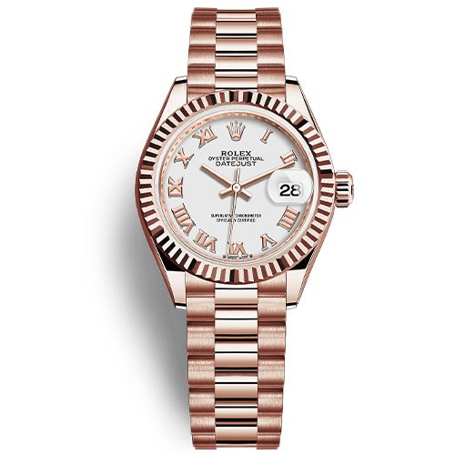  ROLEX LADY DATEJUST 279175 ROSE GOLD DIAL WHITE 28MM - CỌC SỐ ROMAN 