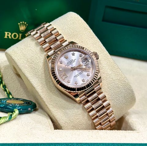  ROLEX LADY DATEJUST 279175 ROSE GOLD 28MM - CỌC SỐ KIM CƯƠNG NGÔI SAO 