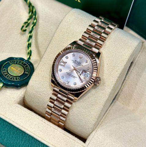  ROLEX LADY DATEJUST 279175 ROSE GOLD 28MM - CỌC SỐ KIM CƯƠNG NGÔI SAO 