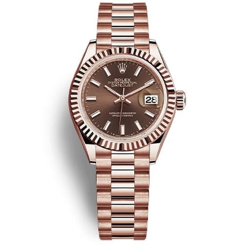  ROLEX LADY-DATEJUST 279175 ROSE GOLD DIAL CHOCOLATE 28MM - CỌC SỐ DẠ QUANG 