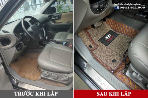  Phụ Kiện Thảm Lót Sàn 6D Cao Cấp Cho Xe Santafe 