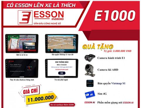  MÀN HÌNH ANDROID Ô TÔ THÔNG MINH ESSON E1000 