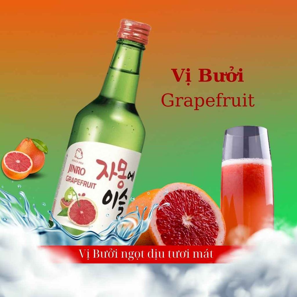  Rượu Soju Hàn Quốc Jinro vị Bưởi Grapefruit 360ml 