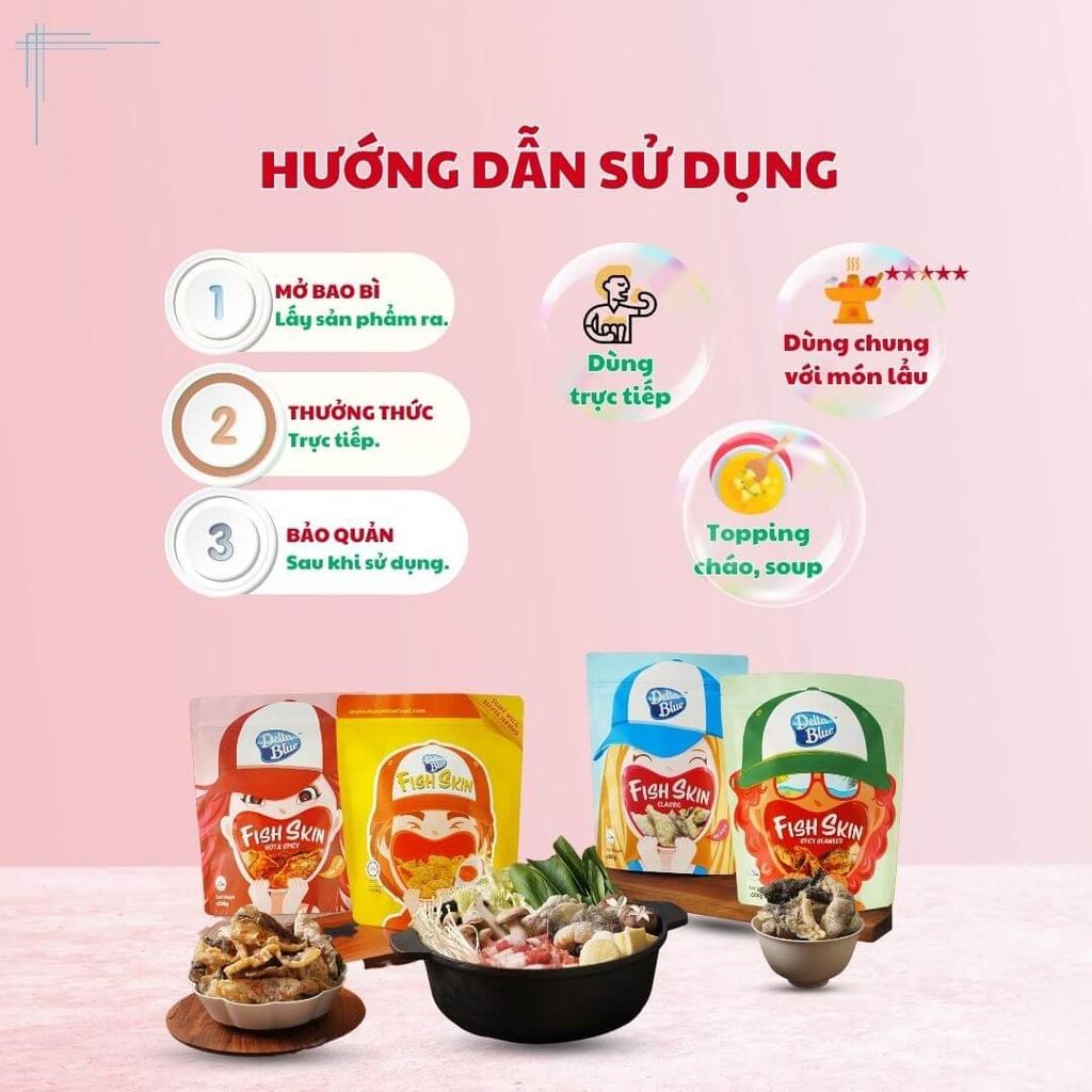 Da cá chiên giòn vị Tom Yum cay nồng Delta Blue 100g – Fish skin snack ...