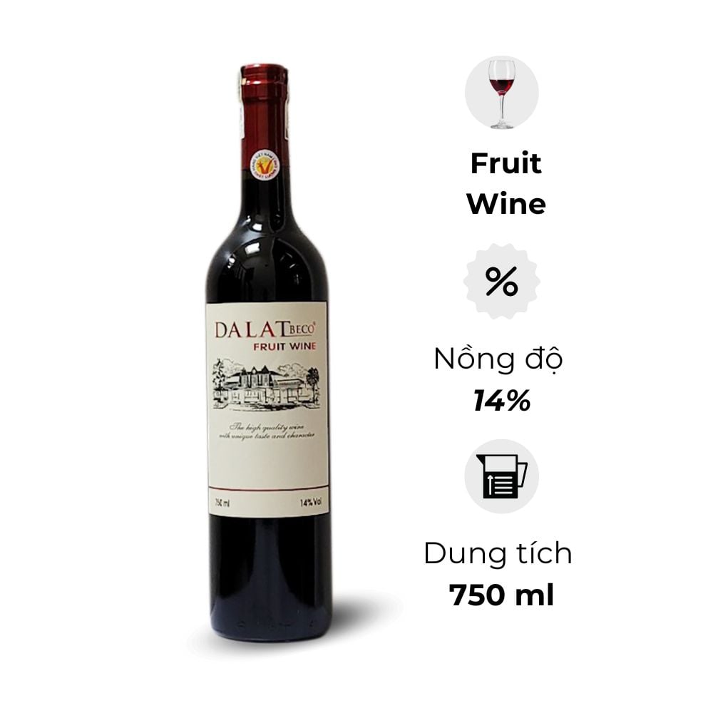 Rượu Vang Dalatbeco Fruit Wine 750ml 12% vol Chính hãng – Cỏ Sáu