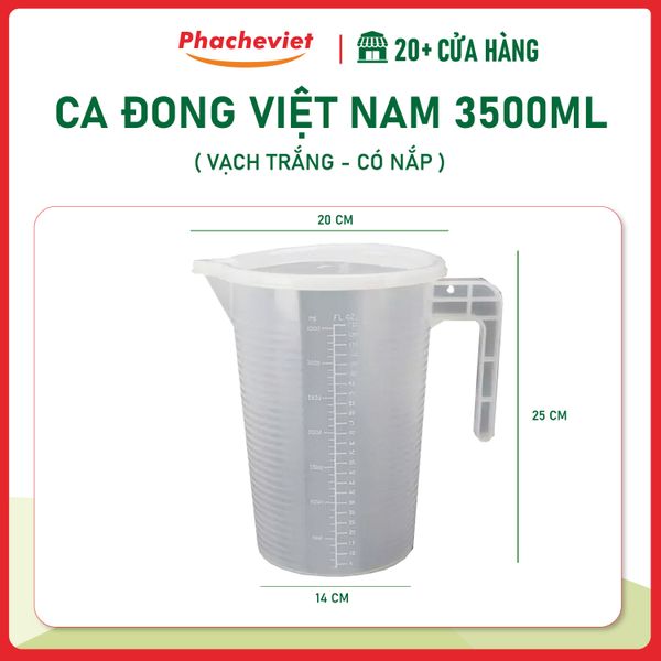 Ca Đong Nhựa Việt Nam 3500ml Vạch Trắng Có Nắp