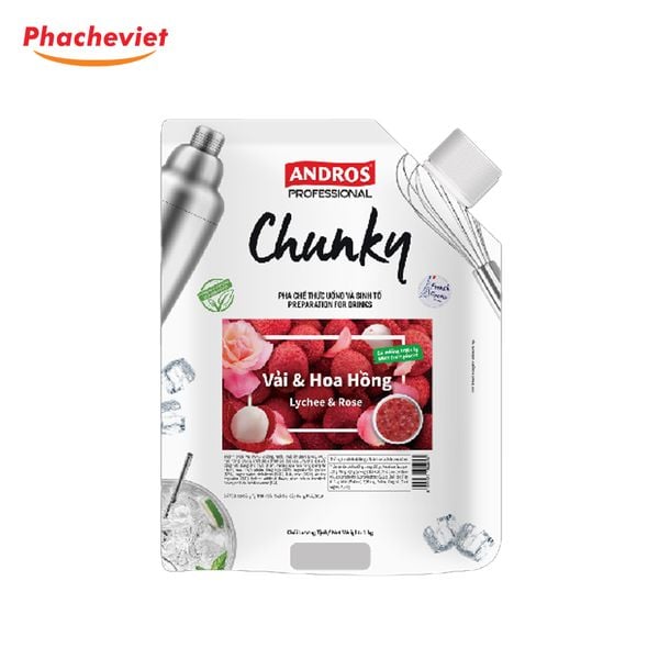 Mứt Chunky Vải Hoa Hồng Andros 1kg