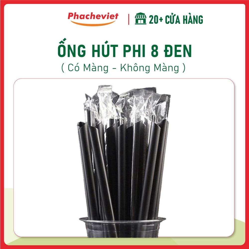 Ống Hút Phi 8 ĐEN CÓ MÀNG BỌC