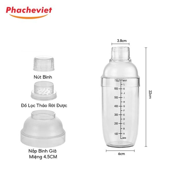 Bình Shaker Trong 4 Mảnh Đủ Loại