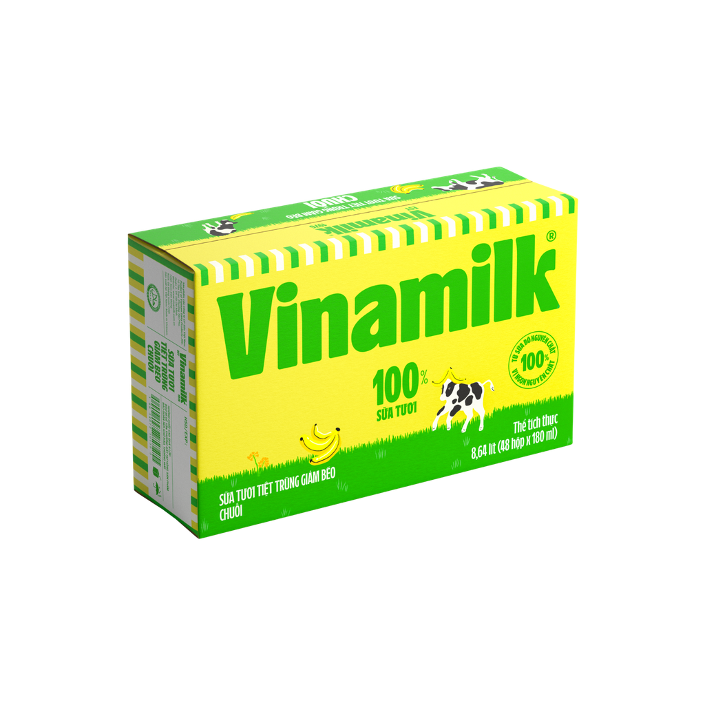 Sữa Tươi Tiệt Trùng Vinamilk Giảm Béo Vị Chuối 180ml