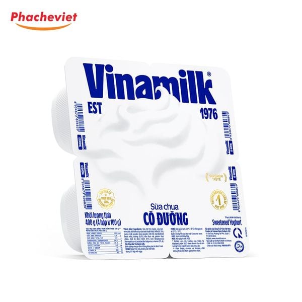 Sữa Chua Vinamilk Có Đường Lốc 4 Hộp