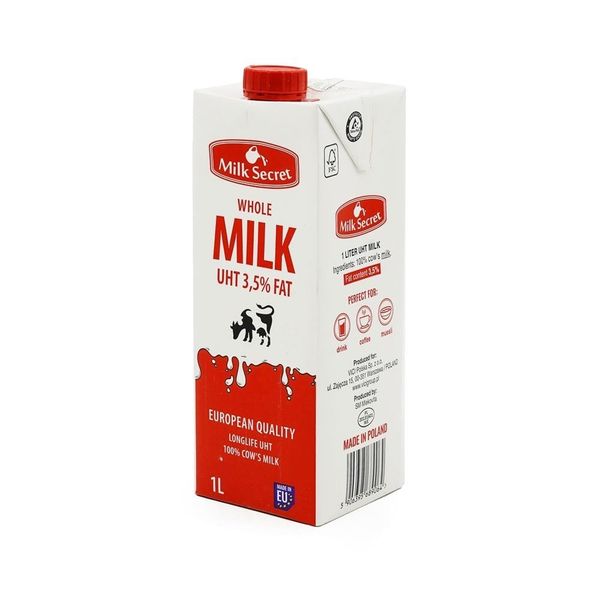 Sữa tươi Ba Lan Milk Secret không đường 1 Lít nguyên chất tiệt trùng